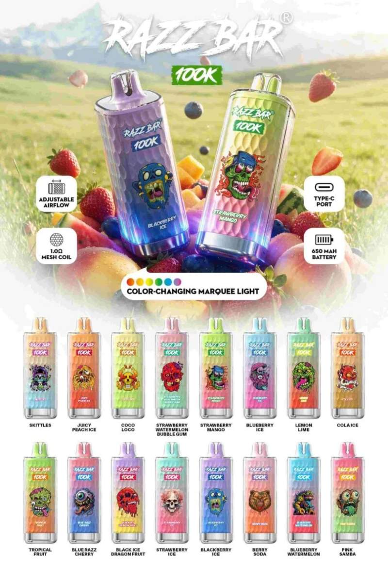 Razz-Bar-100K-100000-Puffs-Disposable-Vape-flavor-list Razz bar 100K
