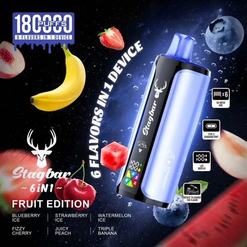 Stag Bar 6in1 180,000 Puff: One Device For Extended Battery Life And A Variety Of Flavor Experiences